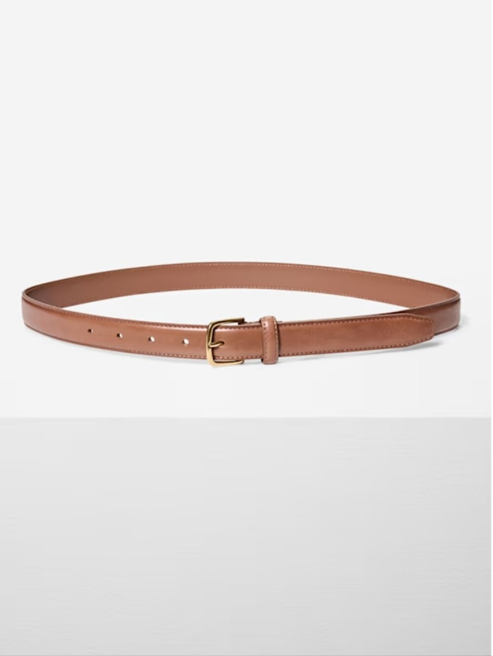 NWT Aritzia Essential Leather Belt In Raw Umber And Gold